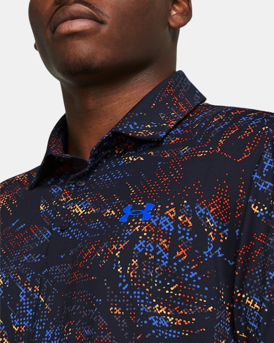 เสื้อโปโล UA Playoff 3.0 Printed สำหรับผู้ชาย in Blue image number 3